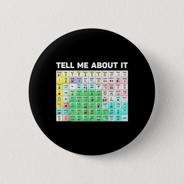 Tell About Speech Language Pathology AAC Sped 2 Inch Round Button (Front)
