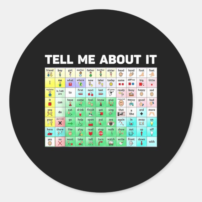 Tell About Speech Language Pathology AAC Sped Classic Round Sticker (Front)