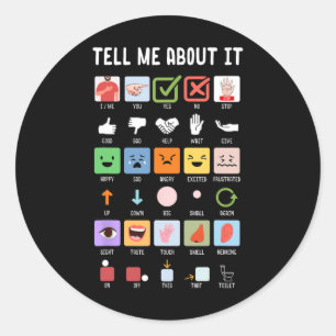 Tell Me About It Speech Language Pathology Aac Spe Classic Round Sticker