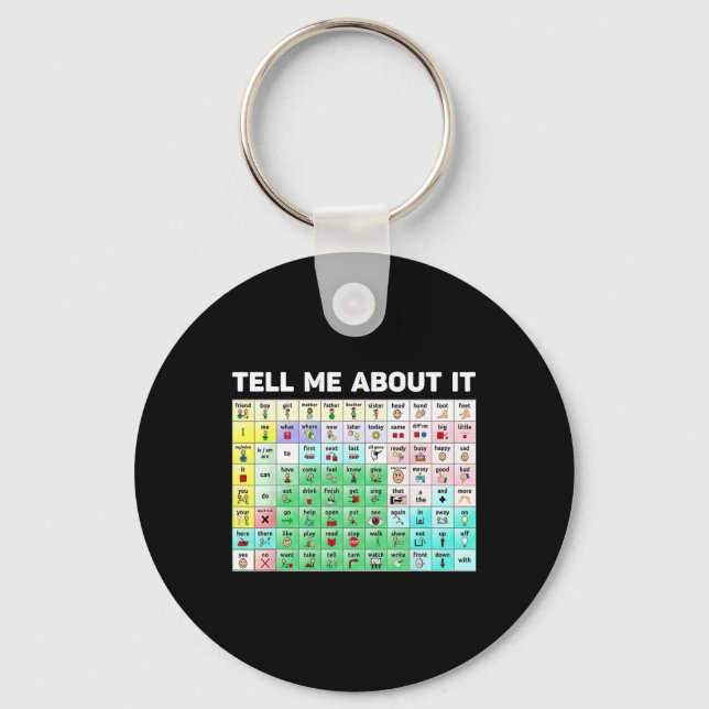 Tell Me About It Speech Language Pathology Aac Spe Keychain (Front)