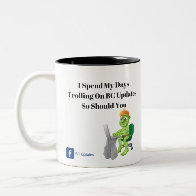 Tell them how you spend your day Two-Tone coffee mug (Left)