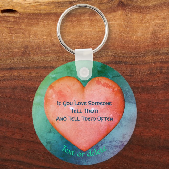Tell Them You Love Them Pink Heart Personalized Keychain (Front)