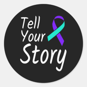 Tell Your Story Suicide Prevention Ribbon Awarenes Classic Round Sticker