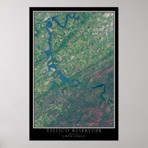 Tellico Lake Tennessee Satellite Poster Map