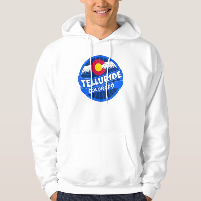 Telluride Colorado mountain burst hoodie (Front)