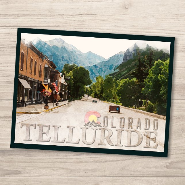  Telluride Colorado Ski Mountains Watercolor Postcard (Creator Uploaded)