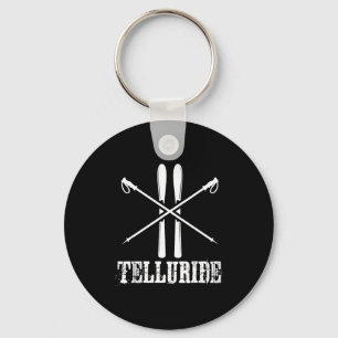 Telluride colorado ski skier skiing poles down keychain