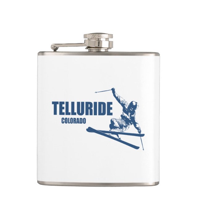 Telluride Colorado Skier Hip Flask (Front)