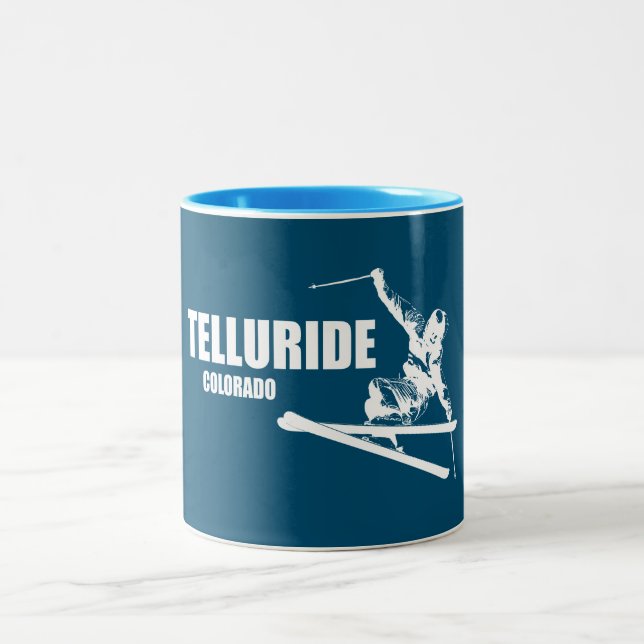 Telluride Colorado Skier Two-Tone Coffee Mug (Center)