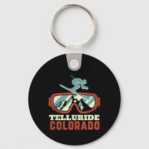 Telluride Colorado Vintage Retro Skiing And Snowbo Keychain