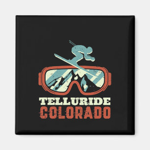 Telluride Colorado Vintage Retro Skiing And Snowbo Magnet