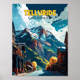 Telluride Colorado vintage travel illustration Poster