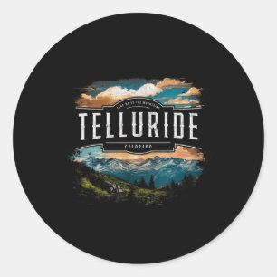 Telluride Mountains Colorado Hiking Outdoors Vinta Classic Round Sticker