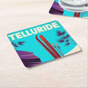 Telluride Ski Rocky Mountains Square Paper Coaster