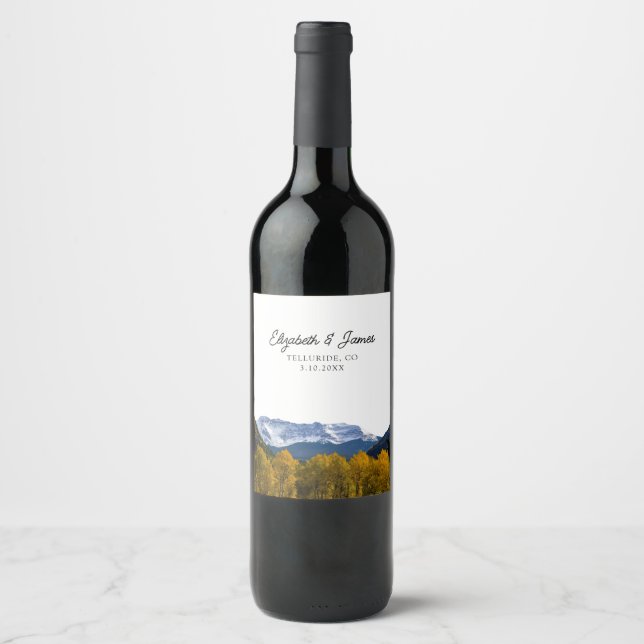Telluride Wedding Favour Wine Label (Front)