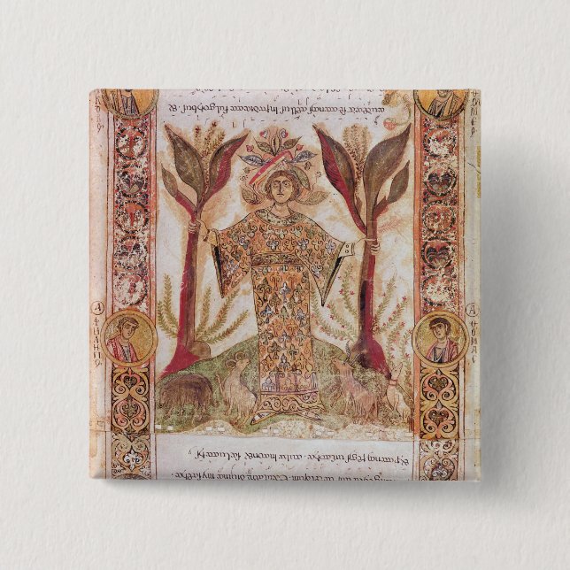 Tellus, from Exultet I, c.1030 2 Inch Square Button (Front)