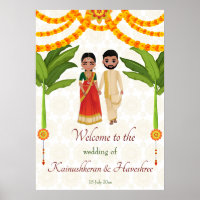 Telugu Tamil wedding marigolds banana tree welcome