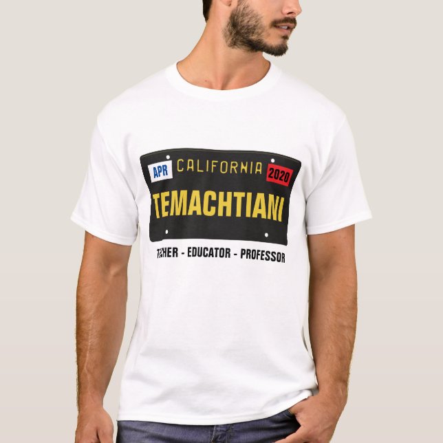 Temachtiani License Plate T-Shirt (Customizable) (Front)