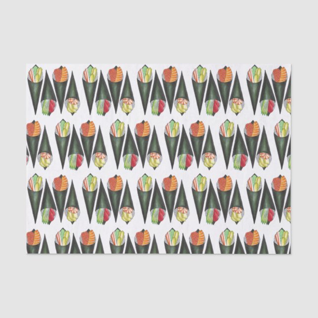 Temaki Sushi Hand Roll Rolls Japanese Food Cuisine Tissue Paper (Front)