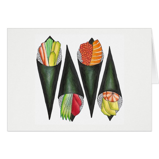 Tempaki Sushi Rolls À Main Rolls Cuisine Japonaise (Devant horizontal)