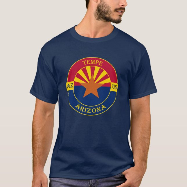 Tempe Arizona Flag USA Seal Stamp Badge Travel Sou T-Shirt (Front)
