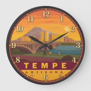 Tempe Arizona Sunset Bridge Large Clock
