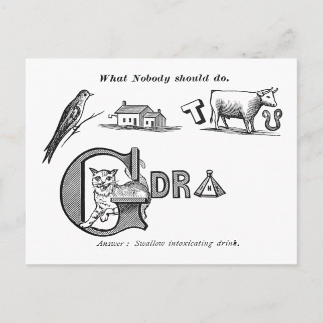 "Temperance Rebus" Postcard (Front)