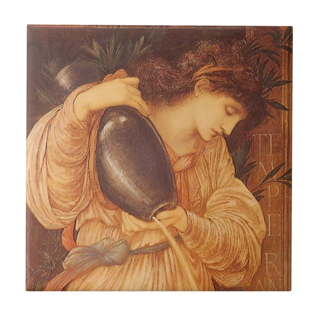 Temperantia by Sir Edward Coley Burne-Jones Tile (Front)