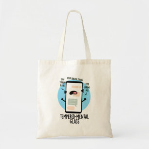 Tempered-mental Glass Funny Cellphone Pun Tote Bag