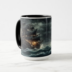 Tempest of the Black Seas: Dark Pirate Ship Mug