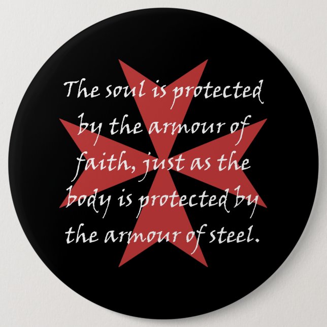 Templar Cross 6 Inch Round Button (Front)