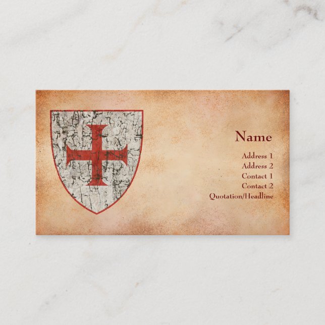 Templar Cross, Distressed Business Card (Front)