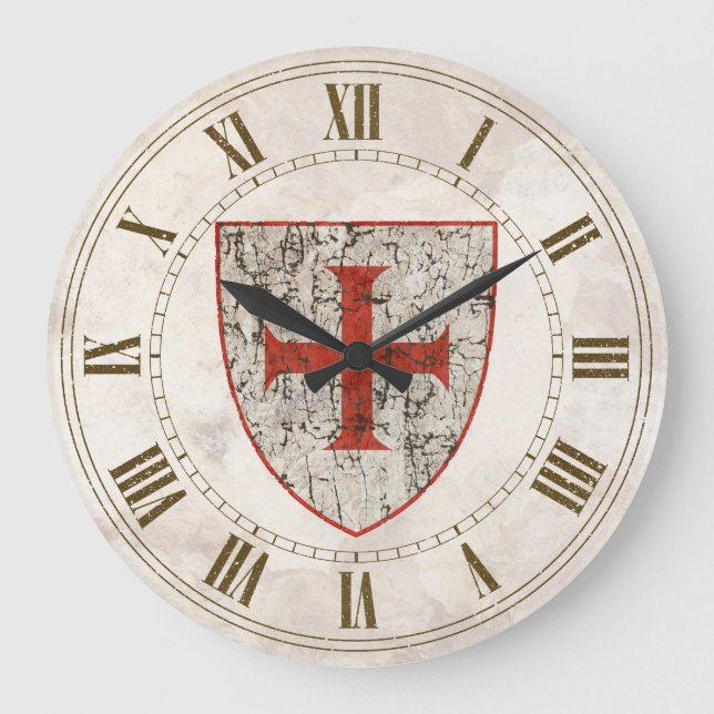 Templar Cross, Distressed Large Clock (Front)