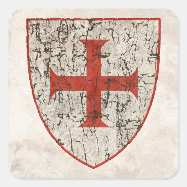 Templar Cross, Distressed Square Sticker (Front)