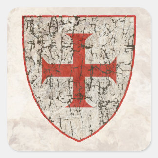 Templar Cross, Distressed Square Sticker