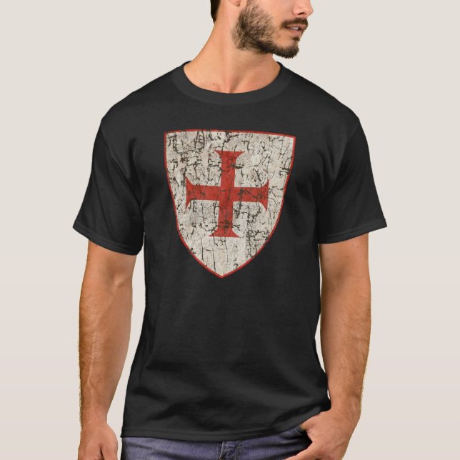 Templar Cross, Distressed T-Shirt (Front)