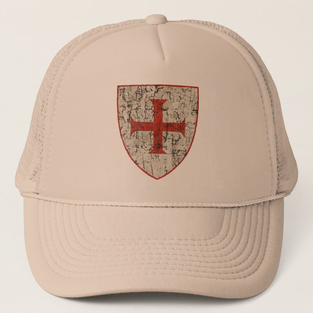 Templar Cross, Distressed Trucker Hat (Front)