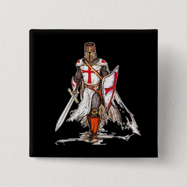 Templar Knight 2 Inch Square Button (Front)