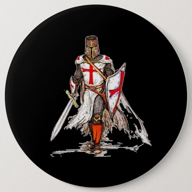 Templar Knight 6 Inch Round Button (Front)