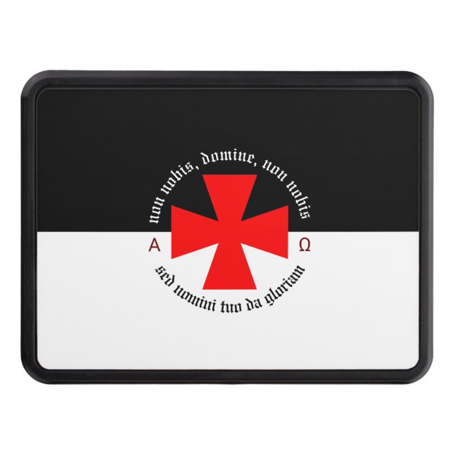 Templar Knight Alpha-Omega Non Nobis Domine Trailer Hitch Cover (Front)