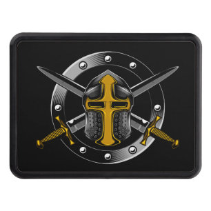 Templar Knight (Gold) with Crossed Swords Trailer Hitch Cover