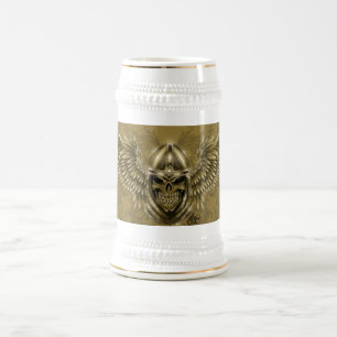 Templar Knight Gothic Medieval Skull with Wings Beer Stein