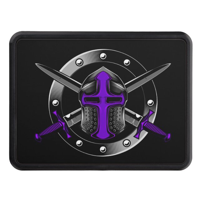 Templar Knight (Purple) with Crossed Swords  Trailer Hitch Cover (Front)