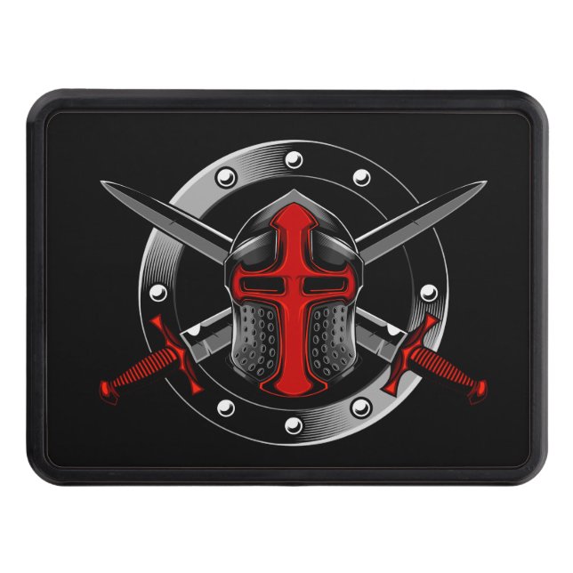 Templar Knight (Red) with Crossed Swords   Trailer Hitch Cover (Front)