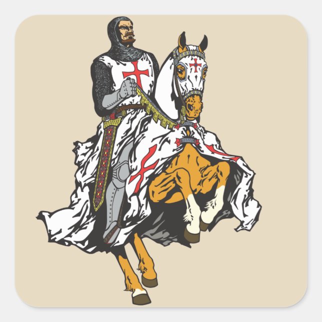 Templar knight square sticker (Front)