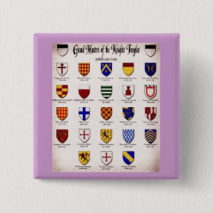 Templar Master Heraldry 2 Inch Square Button