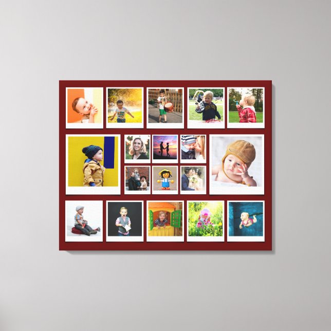 Template 18 Photo Collage Modern Trendy Red Canvas Print (Front)