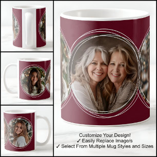 Template 3 Circular Photos Collage Burgundy C31 Coffee Mug