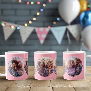 Template 3 Circular Photos Collage Pink C51 Coffee Mug