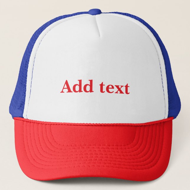 Template, Add Text to Personalize. Trucker Hat (Front)